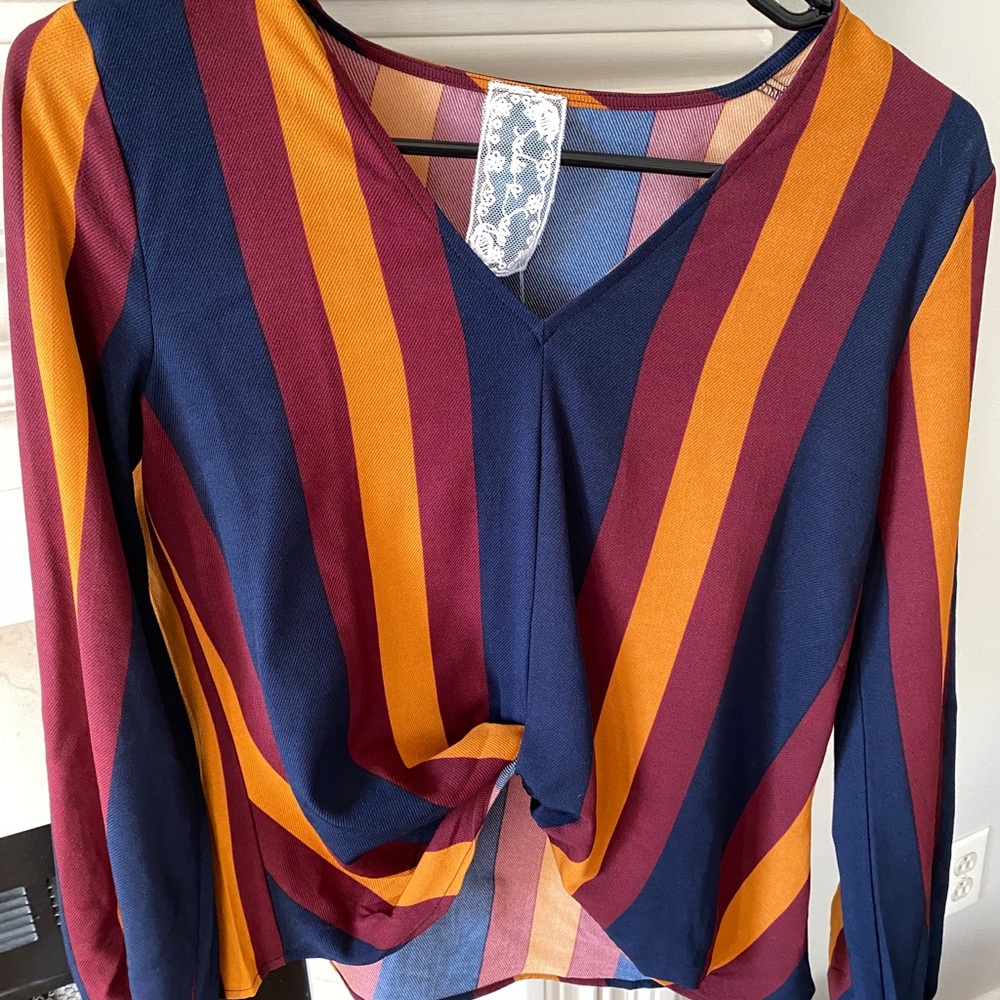 Boutique Cropped Striped Top